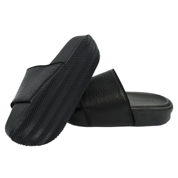 ADIDAS Y-3 YOHJI YAMAMOTO Black Slip On Leather Platform Sport Slides 8 NEW
